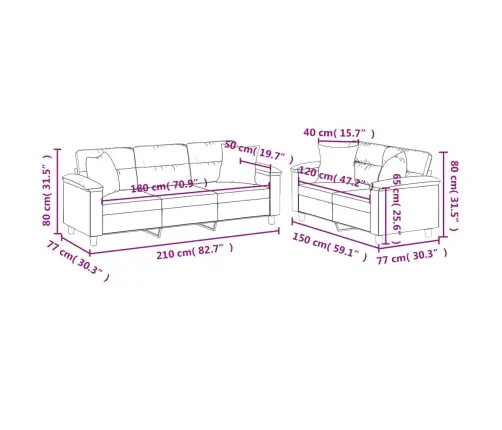 Divvietīgs Dīvānu Komplekts Ar Spilveniem, Tumši Pelēks Audums Vidaxl