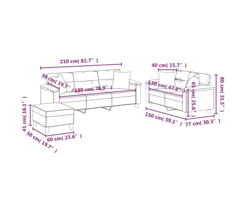 Trīsdaļīgs Dīvānu Komplekts Ar Spilveniem, Bēša Audums Vidaxl