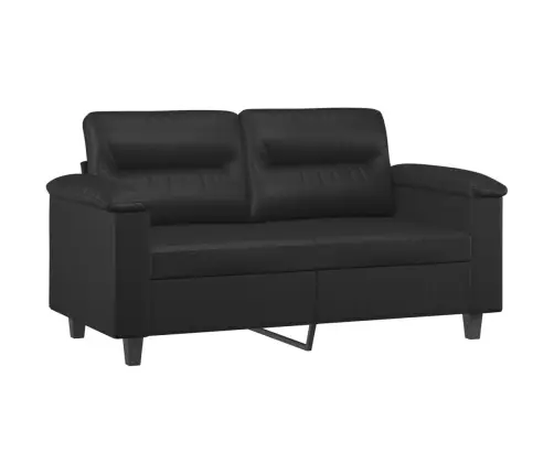 Trīsdaļīgs Dīvānu Komplekts Ar Spilveniem, Melna Mākslīgā Āda Vidaxl