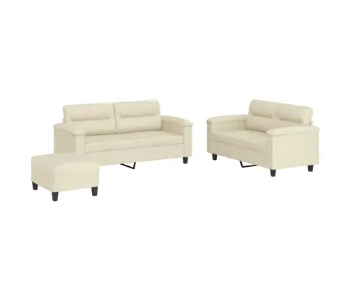 Trīsdaļīgs Dīvānu Komplekts, Spilveni, Krēmkrāsas Mākslīgā Āda Vidaxl