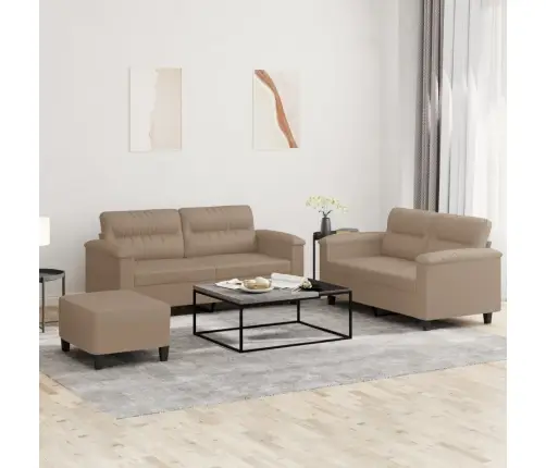 3-Osaline Diivanikomplekt Patjadega, Cappuccino, Kunstnahk