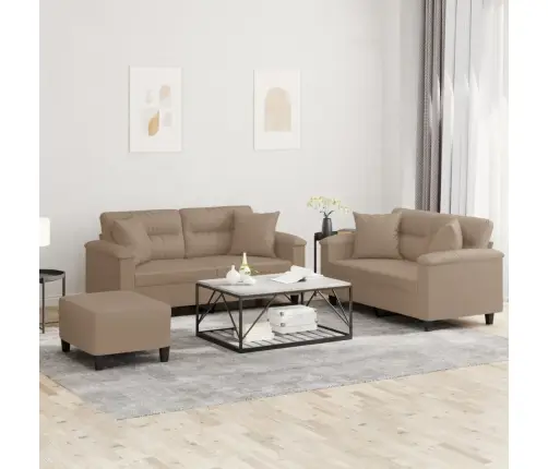 Trīsdaļīgs Dīvānu Komplekts, Kapučīno Krāsas Mākslīgā Āda Vidaxl