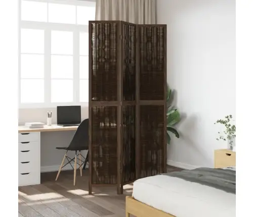 3-Paneļu Istabas Aizslietnis, Tumši Brūns, Paulonijas Masīvkoks Vidaxl