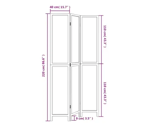3-Paneļu Istabas Aizslietnis, Tumši Brūns, Paulonijas Masīvkoks Vidaxl