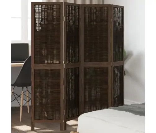 4-Paneļu Istabas Aizslietnis, Tumši Brūns, Paulonijas Masīvkoks Vidaxl