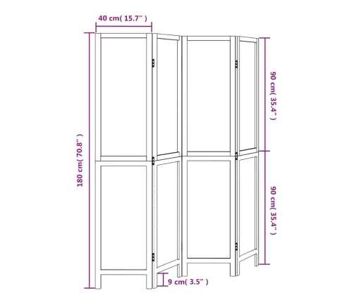 4-Paneļu Istabas Aizslietnis, Tumši Brūns, Paulonijas Masīvkoks Vidaxl