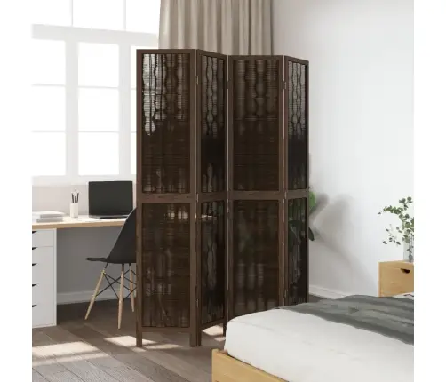 4-Paneļu Istabas Aizslietnis, Tumši Brūns, Paulonijas Masīvkoks Vidaxl