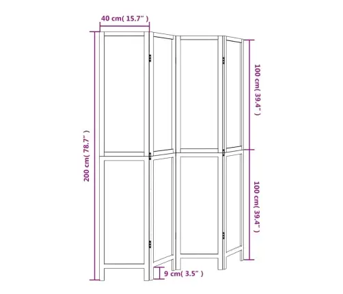 4-Paneļu Istabas Aizslietnis, Tumši Brūns, Paulonijas Masīvkoks Vidaxl