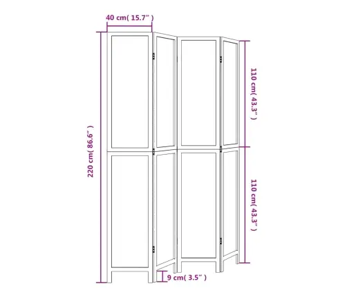 4 Paneeliga Ruumijagaja, Tumepruun, Paulownia Puit