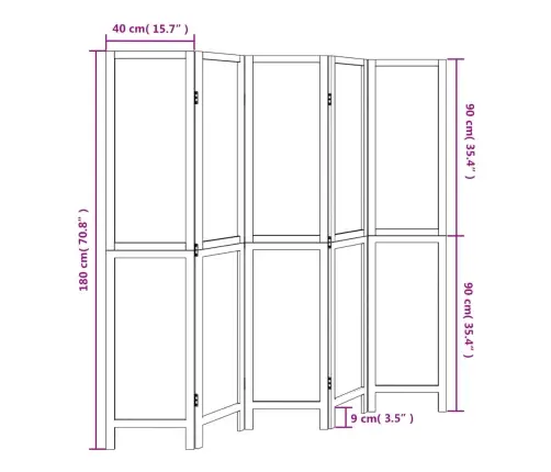 5 Paneeliga Ruumijagaja, Tumepruun, Paulownia Puit