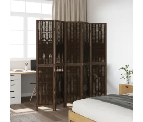 5-Paneļu Istabas Aizslietnis, Tumši Brūns, Paulonijas Masīvkoks Vidaxl