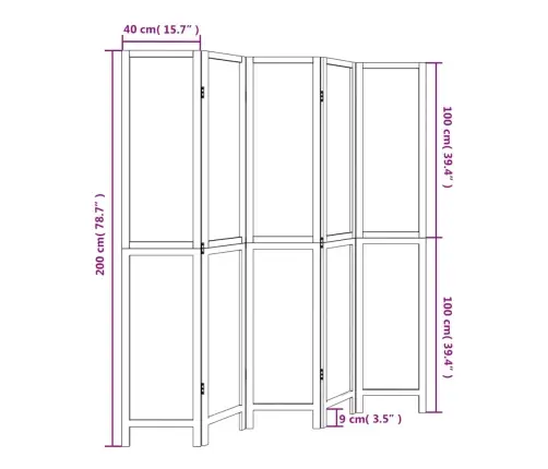5-Paneļu Istabas Aizslietnis, Tumši Brūns, Paulonijas Masīvkoks Vidaxl