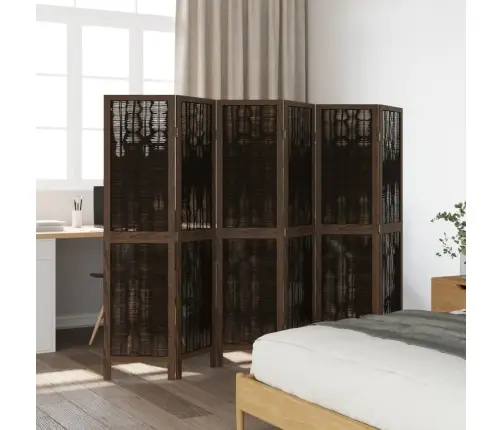 6-Paneļu Istabas Aizslietnis, Tumši Brūns, Paulonijas Masīvkoks Vidaxl