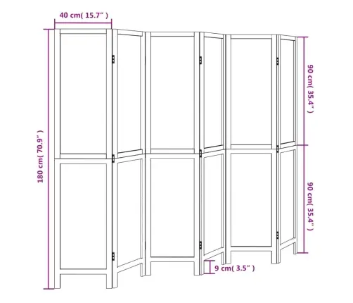 6 Paneeliga Ruumijagaja, Tumepruun, Paulownia Puit