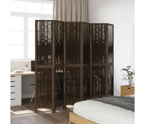 6-Paneļu Istabas Aizslietnis, Tumši Brūns, Paulonijas Masīvkoks Vidaxl