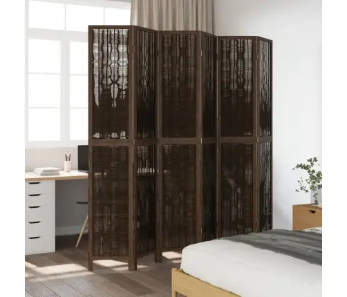 6-Paneļu Istabas Aizslietnis, Tumši Brūns, Paulonijas Masīvkoks Vidaxl