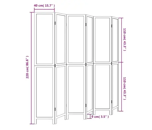 6-Paneļu Istabas Aizslietnis, Tumši Brūns, Paulonijas Masīvkoks Vidaxl