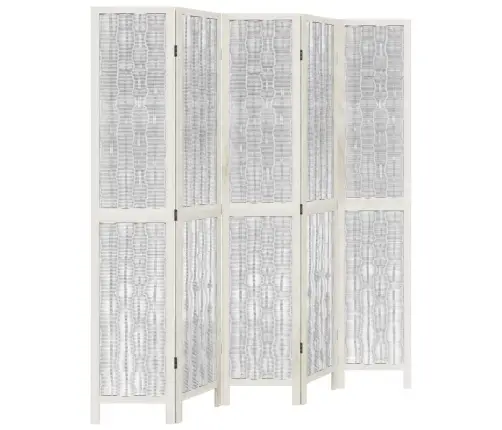 5-Paneļu Istabas Aizslietnis, Balts, Paulonijas Masīvkoks Vidaxl