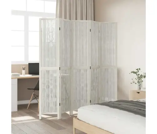 5-Paneļu Istabas Aizslietnis, Balts, Paulonijas Masīvkoks Vidaxl