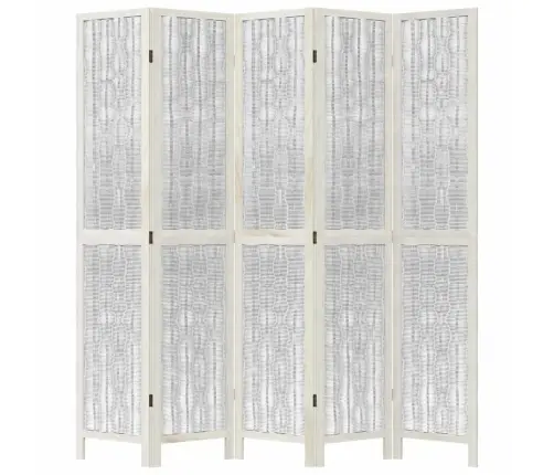 5-Paneļu Istabas Aizslietnis, Balts, Paulonijas Masīvkoks Vidaxl
