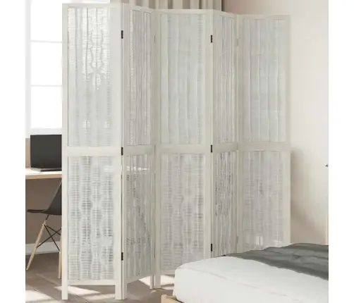 5-Paneļu Istabas Aizslietnis, Balts, Paulonijas Masīvkoks Vidaxl