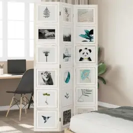 3-Paneļu Istabas Aizslietnis, Balts, Paulonijas Masīvkoks Vidaxl