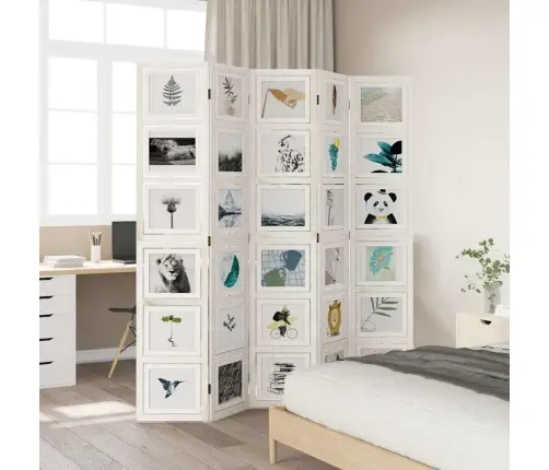 5-Paneļu Istabas Aizslietnis, Balts, Paulonijas Masīvkoks Vidaxl