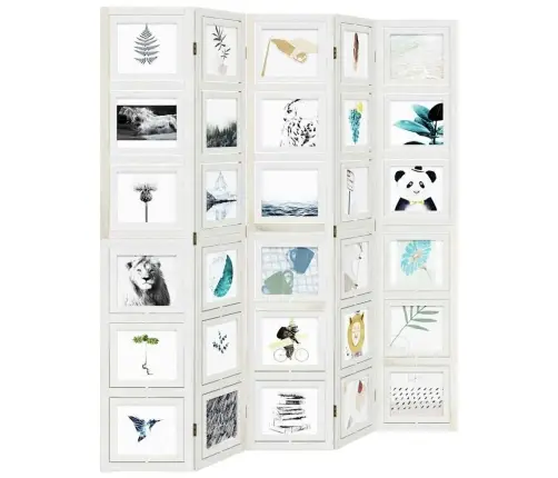 5-Paneļu Istabas Aizslietnis, Balts, Paulonijas Masīvkoks Vidaxl