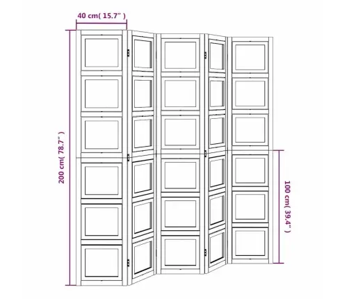 5-Paneļu Istabas Aizslietnis, Balts, Paulonijas Masīvkoks Vidaxl