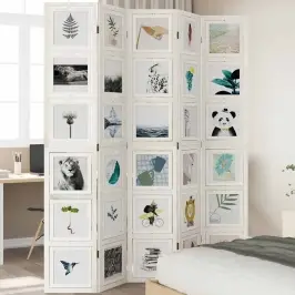 5-Paneļu Istabas Aizslietnis, Balts, Paulonijas Masīvkoks Vidaxl