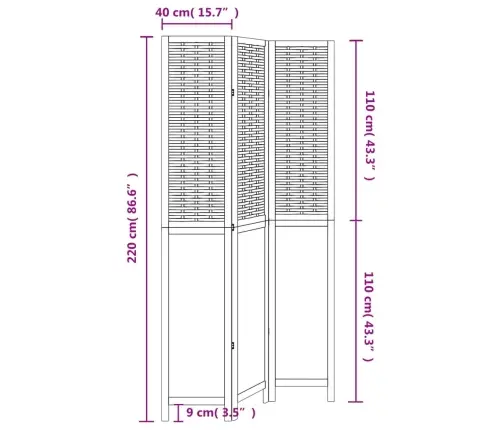 3 Paneeliga Ruumijagaja, Tumepruun, Paulownia Puit