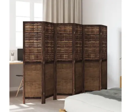 6-Paneļu Istabas Aizslietnis, Tumši Brūns, Paulonijas Masīvkoks Vidaxl