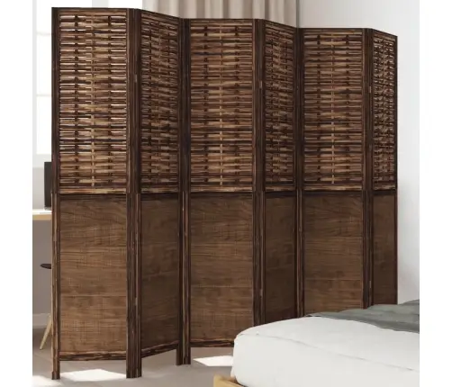 6-Paneļu Istabas Aizslietnis, Tumši Brūns, Paulonijas Masīvkoks Vidaxl