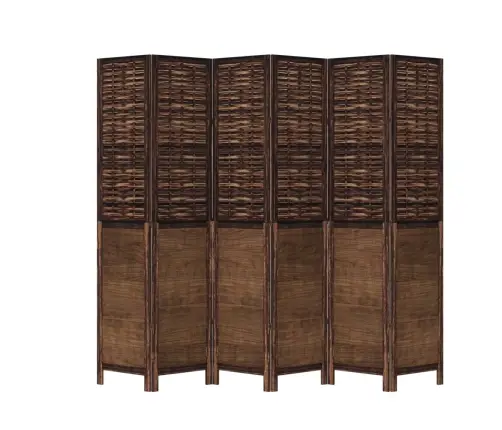 6-Paneļu Istabas Aizslietnis, Tumši Brūns, Paulonijas Masīvkoks Vidaxl