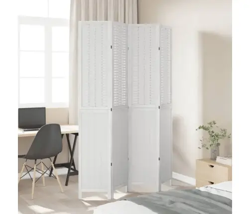 4-Paneļu Istabas Aizslietnis, Balts, Paulonijas Masīvkoks Vidaxl
