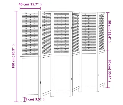 6 Paneeliga Ruumijagaja, Valge, Paulownia Puit