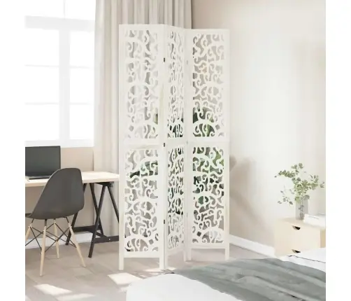 3-Paneļu Istabas Aizslietnis, Balts, Paulonijas Masīvkoks Vidaxl