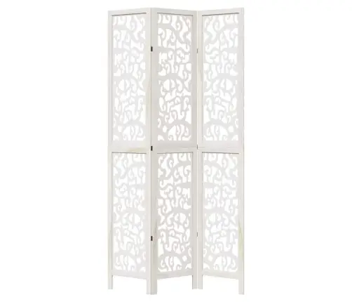 3-Paneļu Istabas Aizslietnis, Balts, Paulonijas Masīvkoks Vidaxl