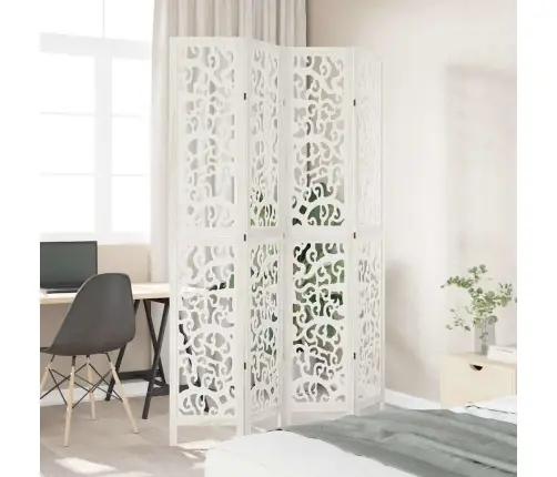 4-Paneļu Istabas Aizslietnis, Balts, Paulonijas Masīvkoks Vidaxl