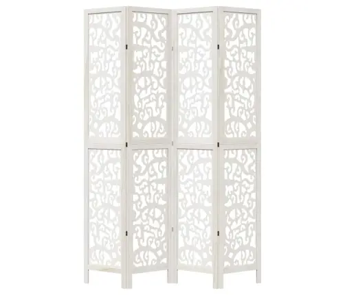 4-Paneļu Istabas Aizslietnis, Balts, Paulonijas Masīvkoks Vidaxl