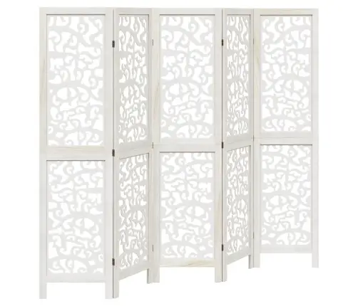 5-Paneļu Istabas Aizslietnis, Balts, Paulonijas Masīvkoks Vidaxl