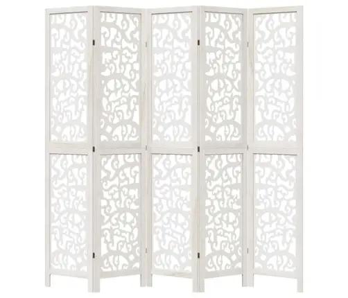 5-Paneļu Istabas Aizslietnis, Balts, Paulonijas Masīvkoks Vidaxl