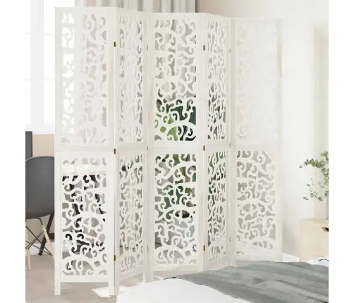 5-Paneļu Istabas Aizslietnis, Balts, Paulonijas Masīvkoks Vidaxl