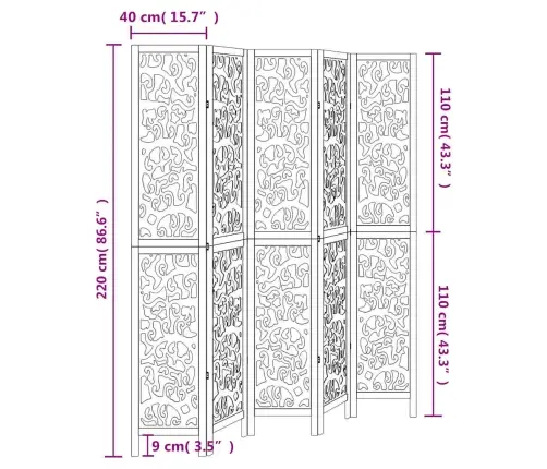 5 Paneeliga Ruumijagaja, Valge, Paulownia Puit