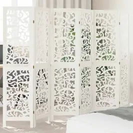 6-Paneļu Istabas Aizslietnis, Balts, Paulonijas Masīvkoks Vidaxl