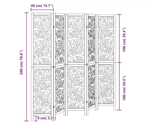 Kambario Pertvara, 5 Segmentai, Juoda, Paulovnijos Masyvas