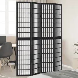 4-Paneļu Istabas Aizslietnis, Melns, Paulonijas Masīvkoks Vidaxl