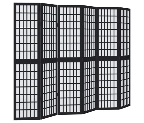6-Paneļu Istabas Aizslietnis, Melns, Paulonijas Masīvkoks Vidaxl