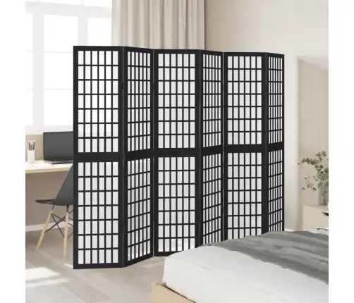6-Paneļu Istabas Aizslietnis, Melns, Paulonijas Masīvkoks Vidaxl