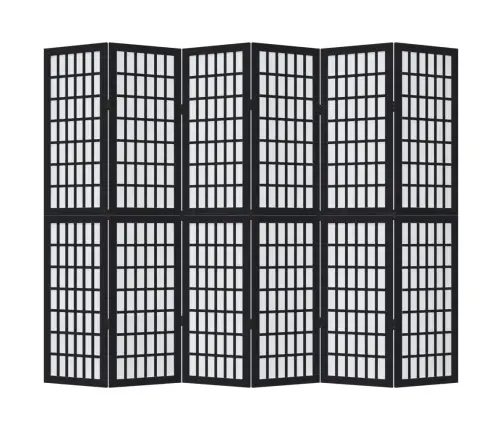 6-Paneļu Istabas Aizslietnis, Melns, Paulonijas Masīvkoks Vidaxl